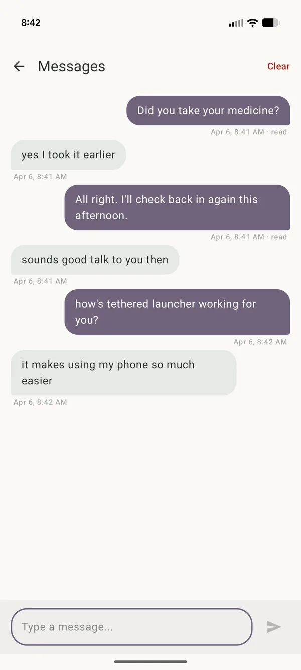 Caregiver messages
